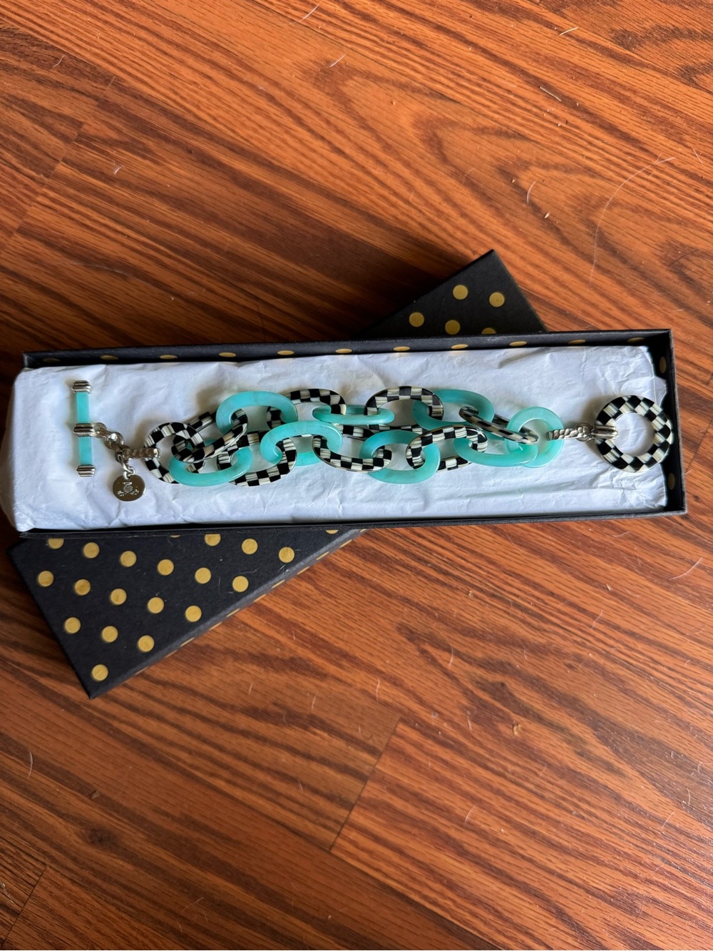 Mackenzie Childs Courtly Check & Turquoise Bracelet